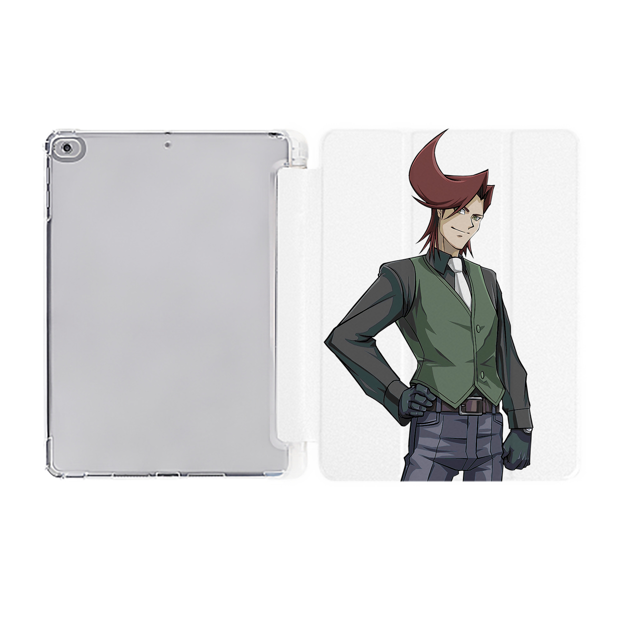 （画像用） 遊☆戯☆王 Yu-Gi-Oh! IPad ケース ペン収納付き 三つ折りスタンド PUレザー×シリコン 対応機種9.5/10.5/10.9インチ